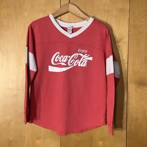 Coca-Cola red and white crew neck sweatshirt, size large